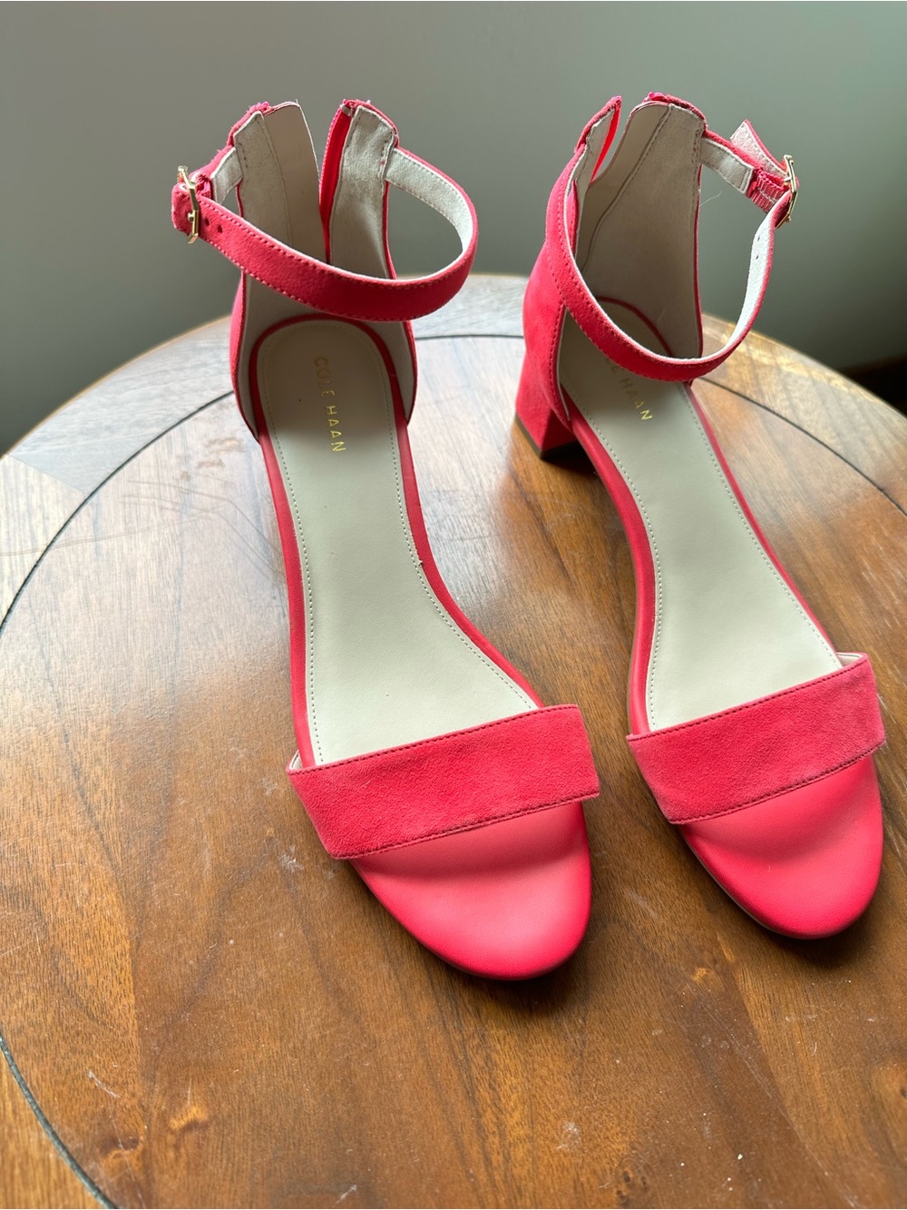 Cole Haan Pink Ankle Strap Block Heels